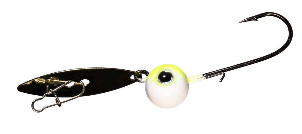Z-Man ChatterBait WillowVibe with willow blade for tight action and chartreuse shad color in fishing scenarios