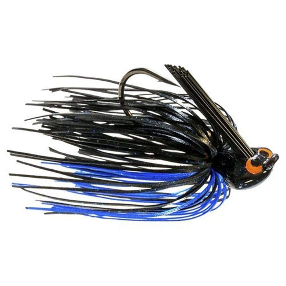 Z-Man CrossEyeZ Flipping Jig in black and blue, ideal for shallow-water cover
