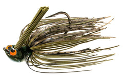 Z-MAN CrossEyeZ flipping jig in Green Pumpkin with 4/0 hook for shallow-water cover.