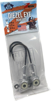 Z-Man Diezel Eye Jigheads glow finish front view for big fish jigging and better visibility.