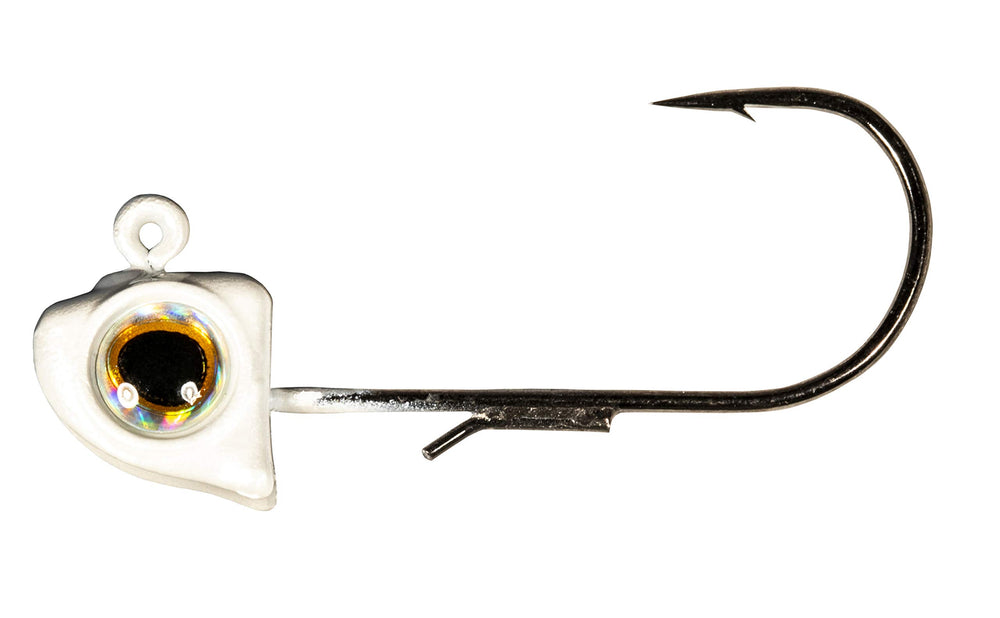 Z-Man Finesse EyeZ jighead with oversized 3D eyes for a prominent strike target and secure ElaZtech bait rigging