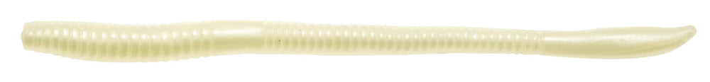 Z-MAN Floating Worm 7-inch White Pearl gliding on the surface for topwater bass strikes
