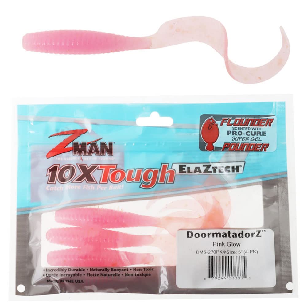 Z-MAN DoorMatadorZ 5-inch pink glow front view shows buoyant, lifelike action for fluke.