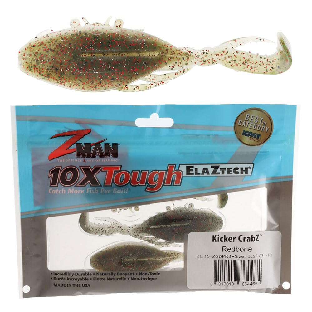Z-Man Kicker Crabz 3.5 Redbone close-up showing kicker claw action for slow retrieves