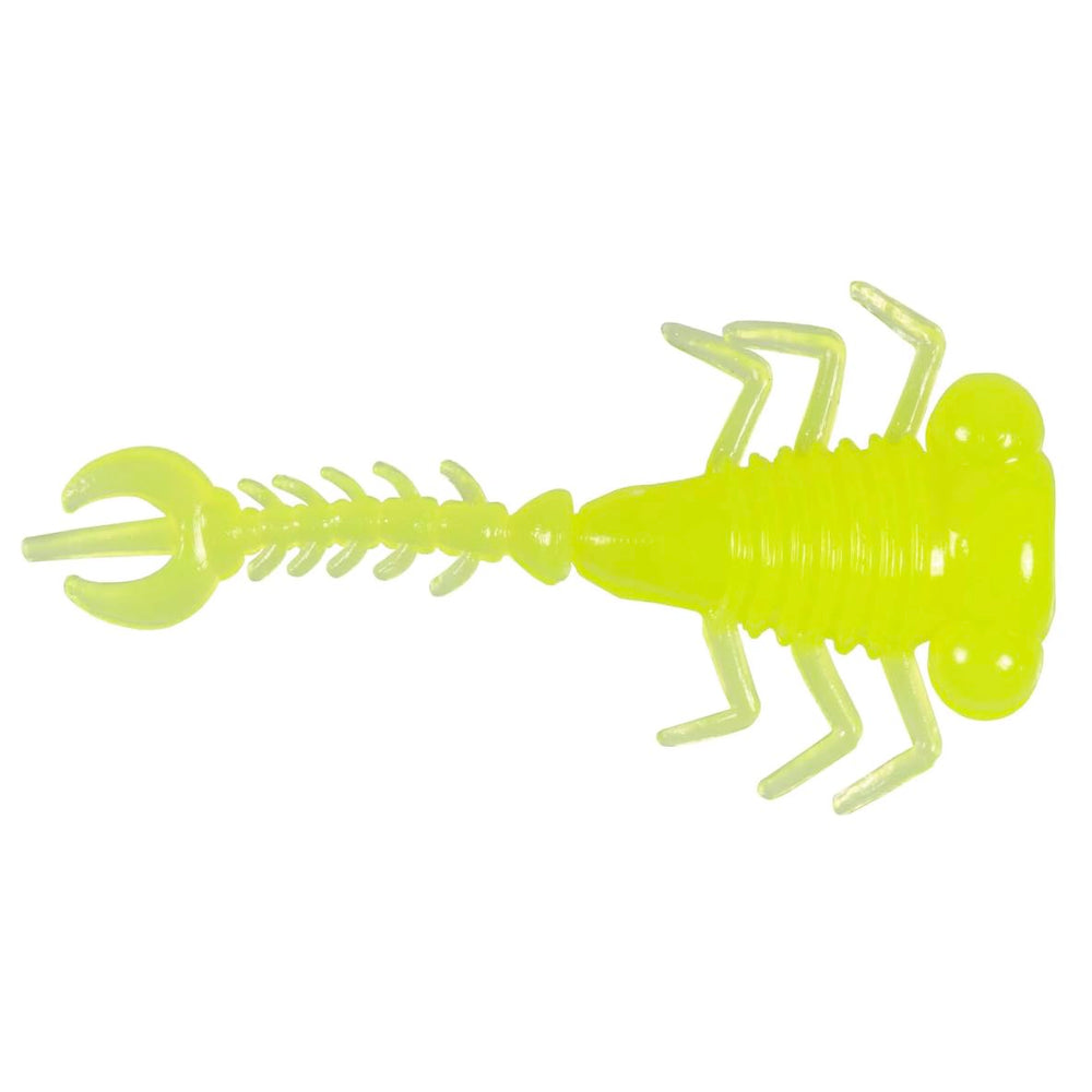 Z-Man MLA-83PK8 Larvaz 1.75 inch hot chartreuse close-up with oversized eyes