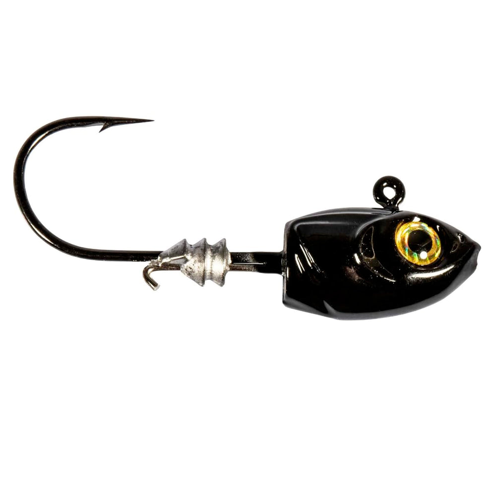 Z-Man MSH116-02PK4 Micro Shad HeadZ in black 1/16 oz securely holds ElaZtech baits.