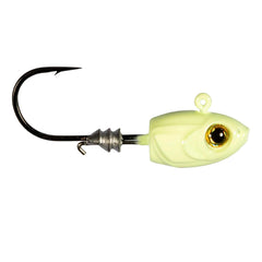 Z-Man MSH132-04PK4 micro shad head 1/32 oz glow jighead seen in glow finish for panfish