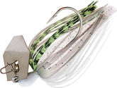 Z-Man Original ChatterBait 3/8oz Greenback Shad close-up highlights hex blade flash.