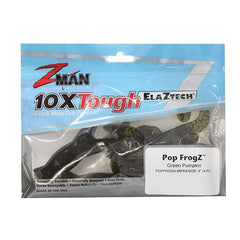 Z-Man Pop Frogz 4 Green Pumpkin on water demonstrating cupped-face design for steady retrieves