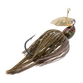 Z-Man Project Z ChatterBait blade close-up in Houdini Gold with durable hardware