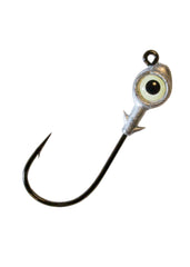 Z-Man Redfish Eye jighead shows 30-degree neck bend to reduce snagging.