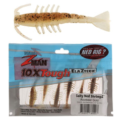 Z-Man Salty Ned Shrimpz 2.5-inch Rootbeer Gold with lifelike profile for inshore fishing