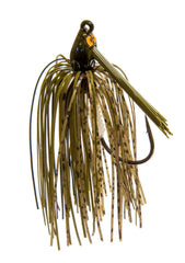 Z-Man Snakehead Swim Jig 3/8 oz green pumpkin glides through grass for clean retrieves.