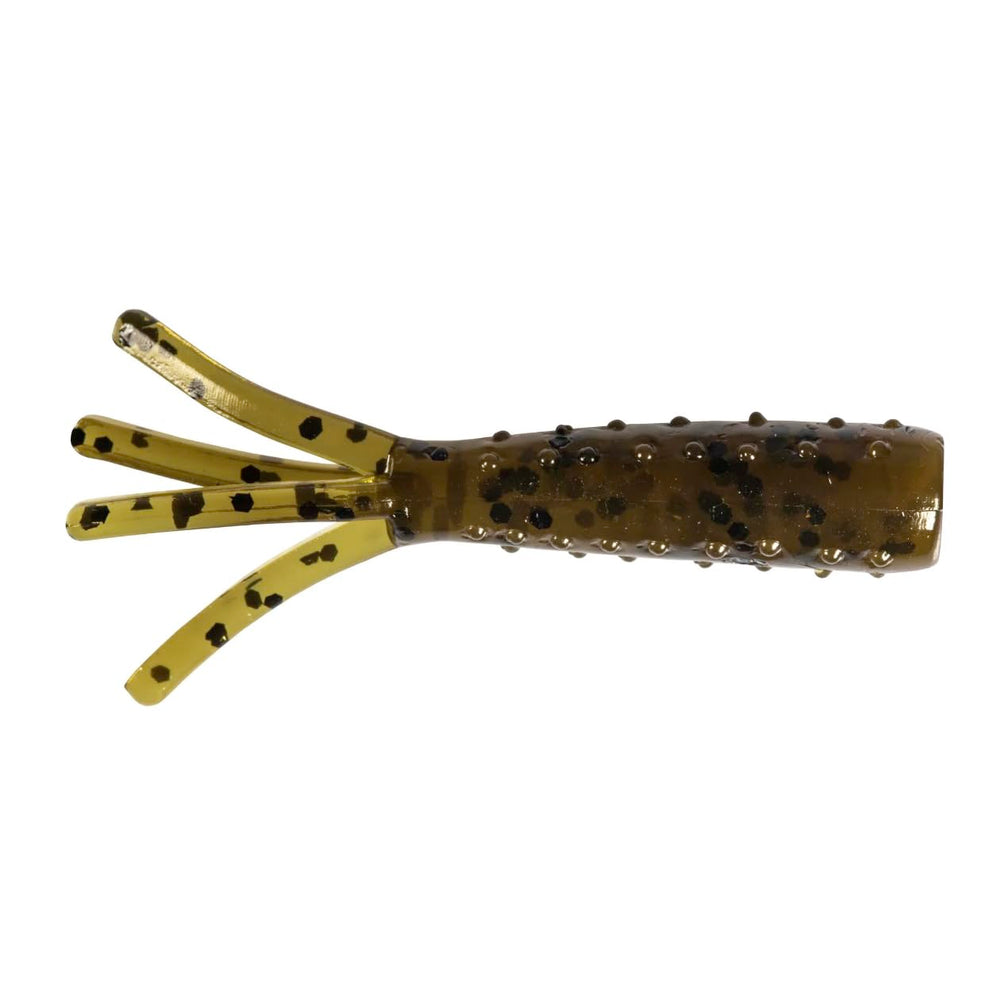 Z-Man Tiny TicklerZ 1.75in Green Pumpkin 8-pack front view, ideal for micro finesse jigging.