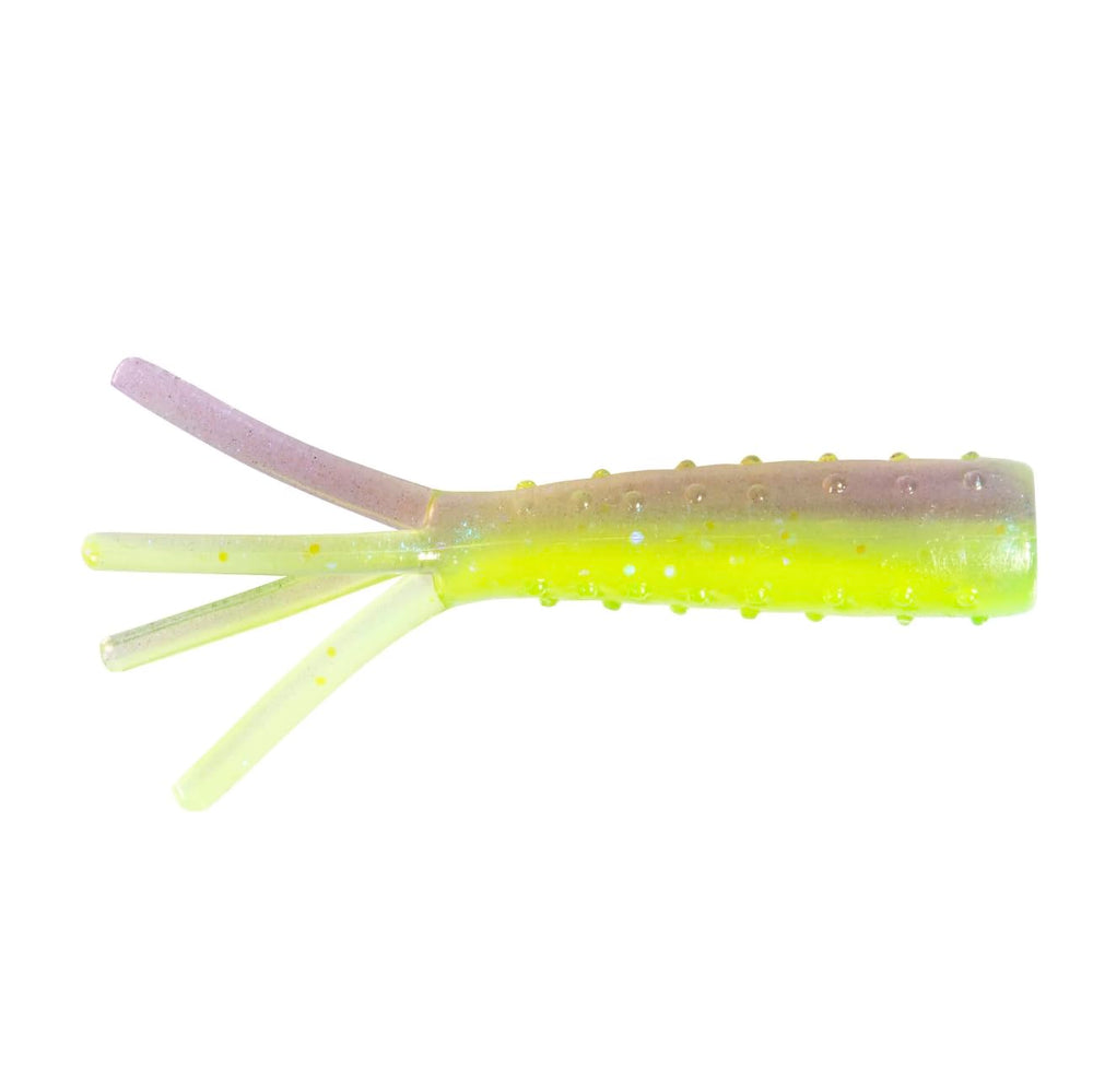 Z-Man Tiny TicklerZ 1.75-inch Purple Death 8-pack front view; ideal micro finesse rigging for panfish