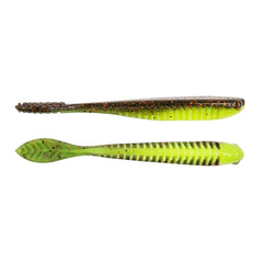 Z-Man Trick Shotz 3.5 inch action shot highlighting ribbed body and spade tail motion.