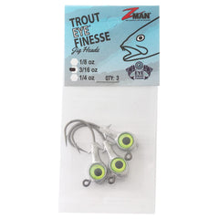 Z-MAN Trout Eye Finesse jighead showing a large eye to help trigger bites.