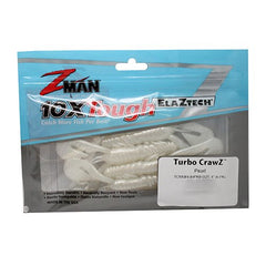 Z-Man Turbo CrawZ pearl trailer highlighting Turbo ClawZ thump for various rigs.