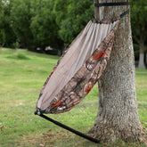 ZAIXIA camo tree chair setup shows quick, quiet hunting rest in the woods.