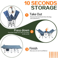 ZAMOTEO XXL camping cot quick setup unfolds in seconds for instant rest