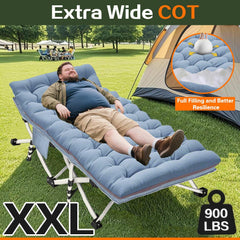 ZAMOTEO XXL camping cot side pocket keeps essentials within reach at campsites