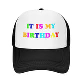 ZBDSKLEX Happy Birthday Trucker Hat front design for unisex celebrations.