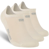 ZEAL WOOD Merino No Show socks, cream, low-cut for breathable running comfort.