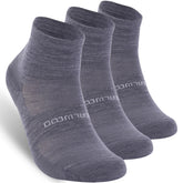 ZEAL WOOD no-show merino wool sock side view highlighting breathable mesh and moisture-wicking comfort.