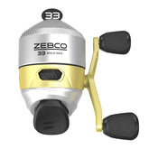 Zebco 33 Max Gold reel side view highlighting smooth action and finish