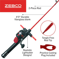 Lightsaber-design rod handle on Kylo Ren fishing rod