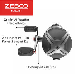 Zebco MaxTac grip handle provides comfortable, secure hold during casting.