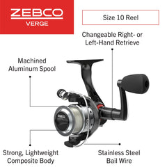Zebco Verge side profile highlights robust frame and precision spool.