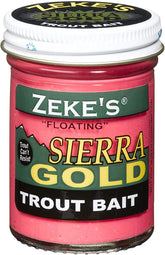Zeke's Sierra Gold Floating Trout Bait in pink on a fishing hook