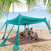 Zenicham Beach Tent with 8 sandbags provides stable shade on windy shores