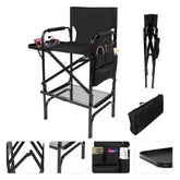 Zenicham folding makeup chair with side tables for organized on-site setups