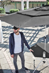 Zenithen polyester canopy offers wide shade for patio or campsite.