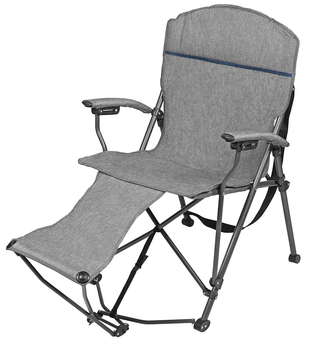 Zenithen portable outdoor chair with footrest folded for easy transport.