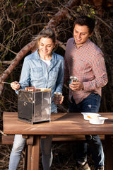 Zento Deals Camping Grill Large top-down highlights open burn area for versatile fuel use.