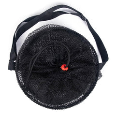 Live bait minnow bucket in mesh basket for fishing