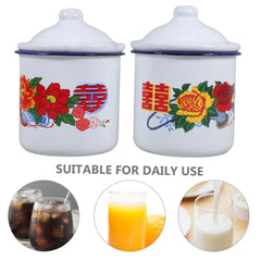 Close-up of Zerodeko enamel teacups with anti-slip handle for travel comfort