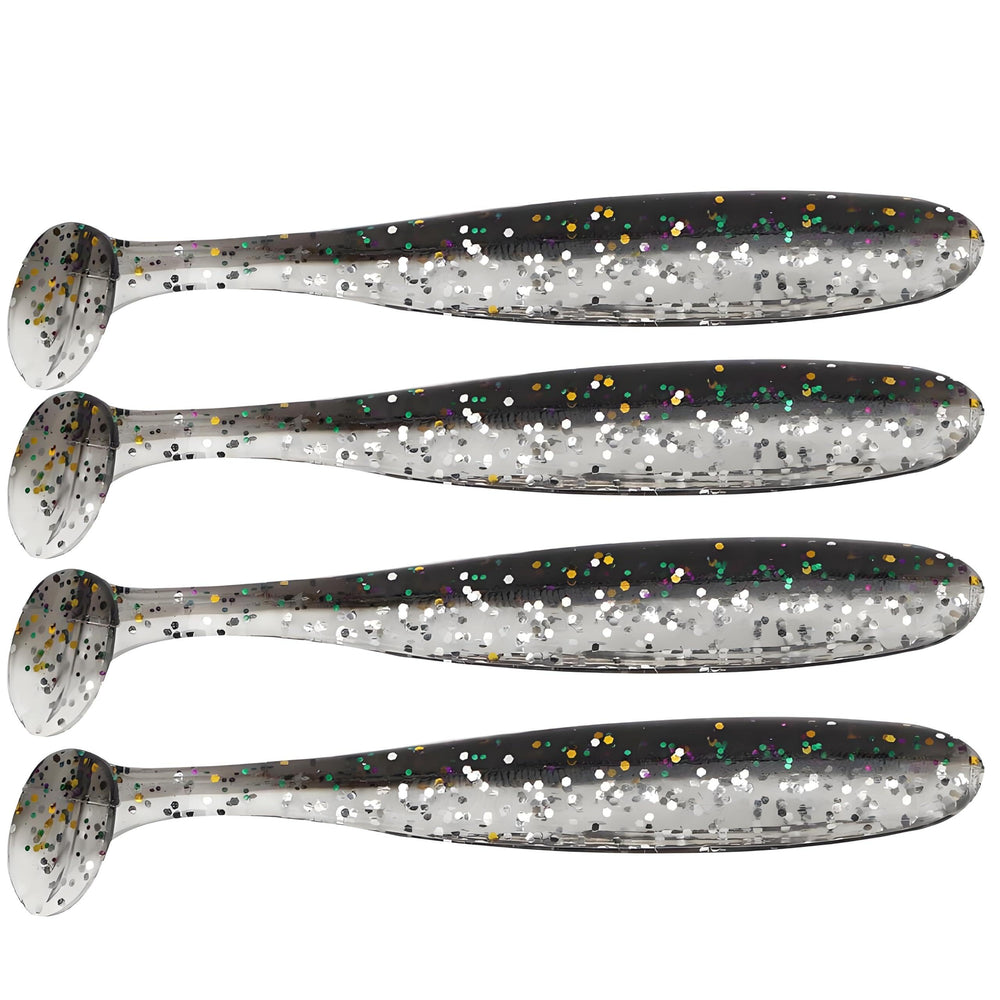 Zerone soft lure in black with paddle tail for bass fishing