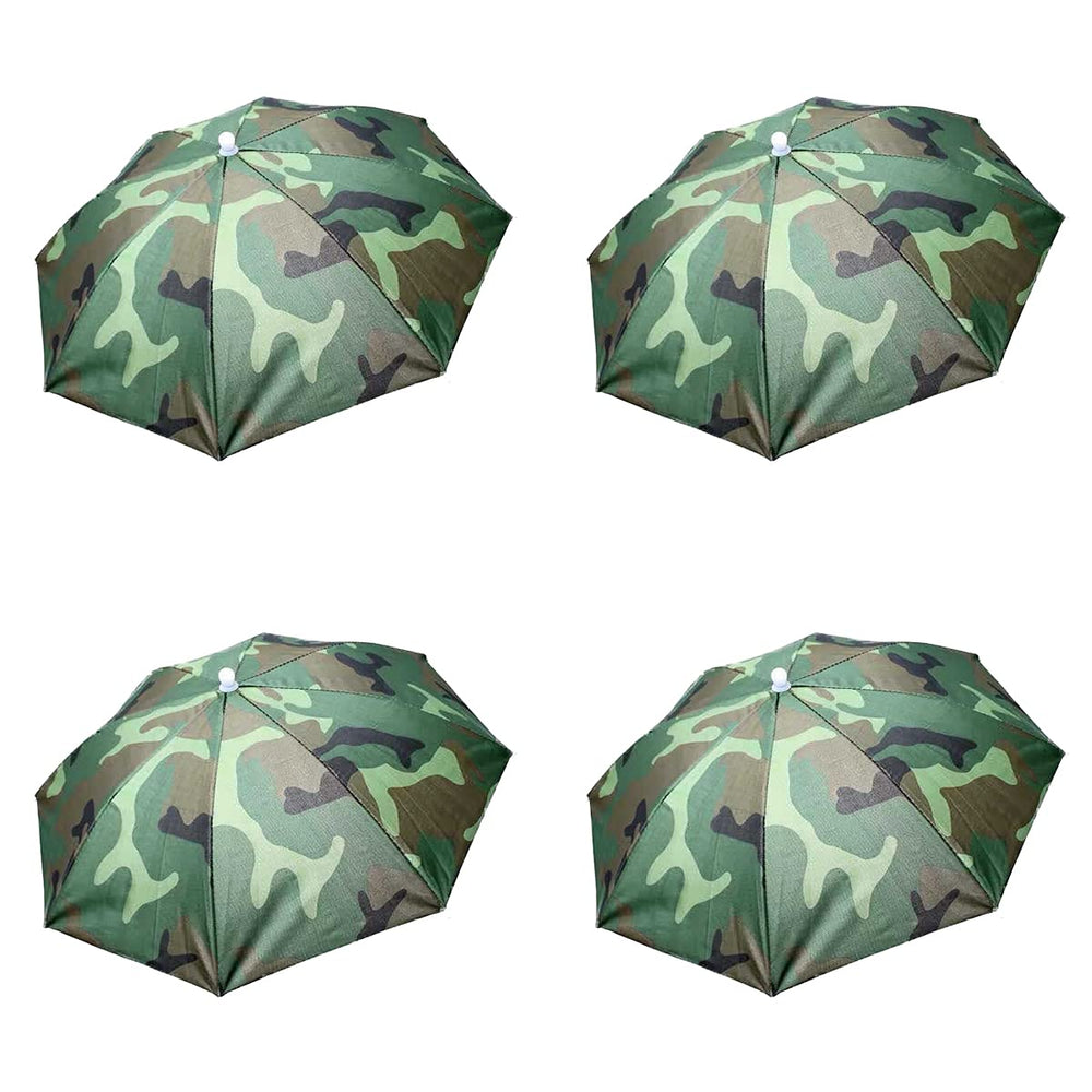 ZffXH 4PCS head umbrella hats in rainbow camouflage color on display