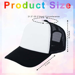 ZH 12 Pcs sublimation trucker hats adjustable-buckle show size range 56-62 cm for versatile fit.