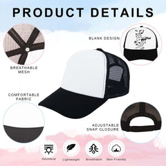 ZH 12 Pcs sublimation trucker hats breathable-mesh panels for airflow and comfort.