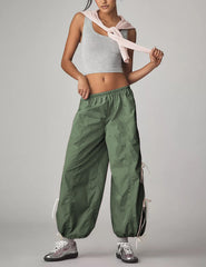 Zhiyouni parachute pants full twist design for casual style