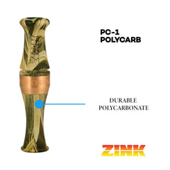 Zink Calls PC-1 Polycarb mouthpiece closeup shows easy-blow design for beginners