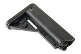 ZION ARMS fixed stock for airsoft in black enhances stability and control.