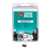 Zipper Rescue Marine Kit with five sliders ready for wetsuit zipper repairs