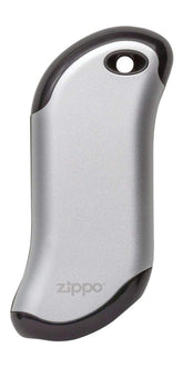 Zippo HeatBank 9S front view shows compact metallic warmth device for portability.