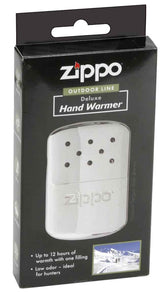 Zippo Silver Hand Warmer front view with chrome finish, ideal for outdoor warmth.